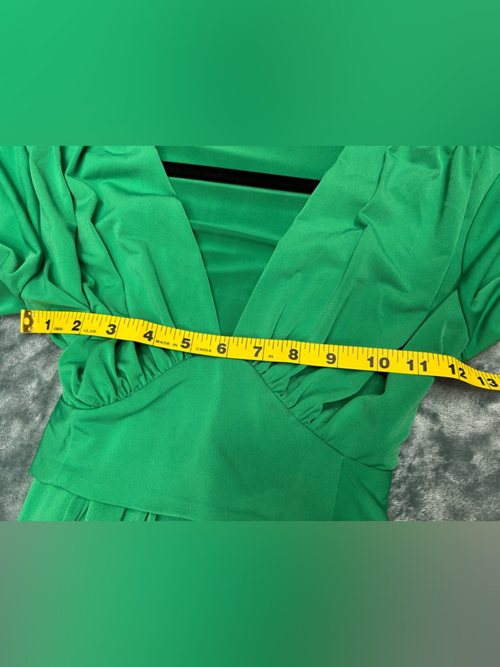 Olian Emerald Green V Neck Dress Long Sleeve Empire Waist Midi XS - Picture 10 of 10